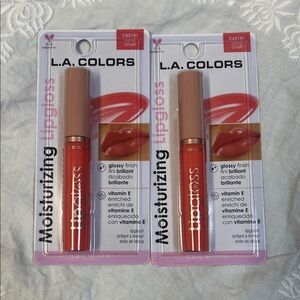 L.A. Colors Lip Gloss - Vibrant Coral Crush lip color with Vitamin E Set of 2